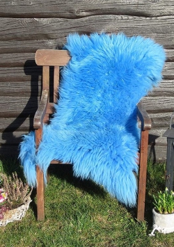 Natur Merino Lammfell Schaffell blau