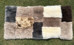 Patchwork Schaffellteppich grau-braun