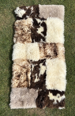 Patchwork Schaffellteppich braun