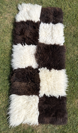 Patchwork Schaffellteppich braun-weiß