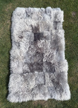 Patchwork Schaffellteppich hellbraun-grau