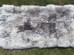 Patchwork Schaffellteppich hellbraun-grau