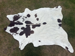 Natur Kuhfell Rinderfell Fellteppich naturfarben 215 x 195 cm weiß-braun (23)