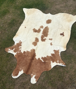 Natur Kuhfell Rinderfell Fellteppich naturfarben 220 x 205 cm weiß-hellbraun (24)
