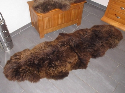 Natur Merino Schaffellteppich Läufer braun
