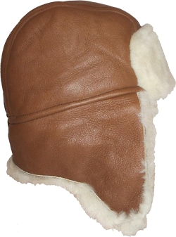Fellmütze Fliegermütze Schapka cognac