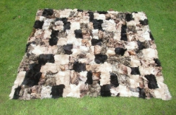 Patchwork Schaffellteppich schwarz-braun