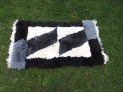 Patchwork Schaffellteppich schwarz-grau