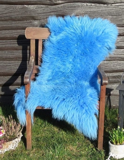 Natur Merino Lammfell Schaffell blau