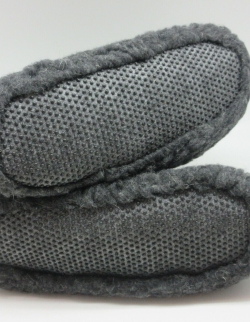 Hausschuhe Hüttenschuhe Lammfell Schaffell dunkelgrau