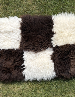 Patchwork Schaffellteppich braun-weiß
