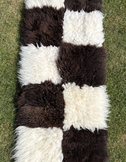 Patchwork Schaffellteppich braun-weiß