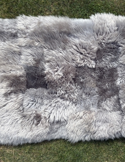 Patchwork Schaffellteppich hellbraun-grau