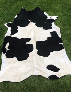 Natur Kuhfell Rinderfell Fellteppich naturfarben 240 x 210 cm schwarz-weiß (10)