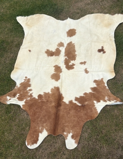 Natur Kuhfell Rinderfell Fellteppich naturfarben 220 x 205 cm weiß-hellbraun (24)