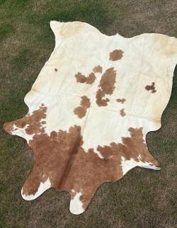 Natur Kuhfell Rinderfell Fellteppich naturfarben 220 x 205 cm weiß-hellbraun (24)
