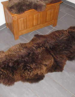 Natur Merino Schaffellteppich Läufer braun