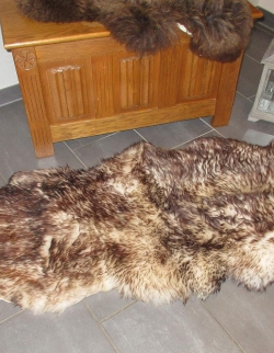 Natur Merino Schaffellteppich Läufer geflammt