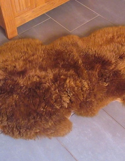 Natur Merino Schaffellteppich Läufer karamell