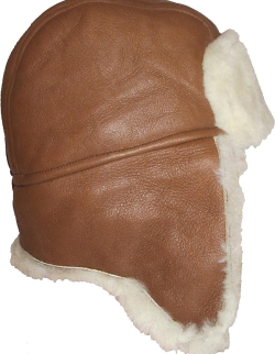 Fellmütze Fliegermütze Schapka cognac