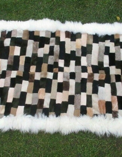 Patchwork Schaffellteppich braun-schwarz