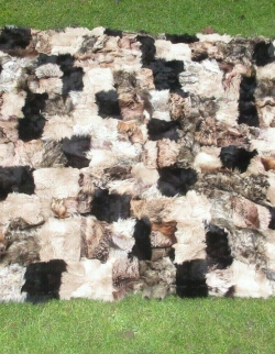 Patchwork Schaffellteppich schwarz-braun