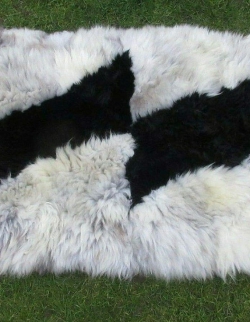 Patchwork Schaffellteppich schwarz-grau 2